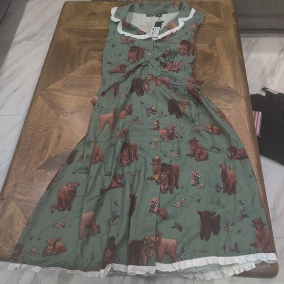 Dangerfield Highland cow print dress size 20 AU New - Picture 1 of 4
